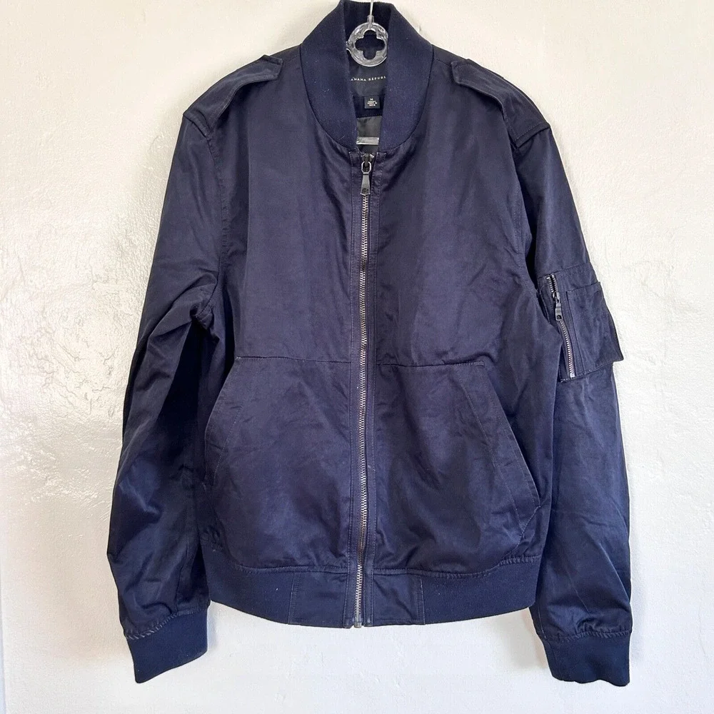 Banana Republic Blue Heritage Jacket Water-Resistant Blue Zip Up Men M